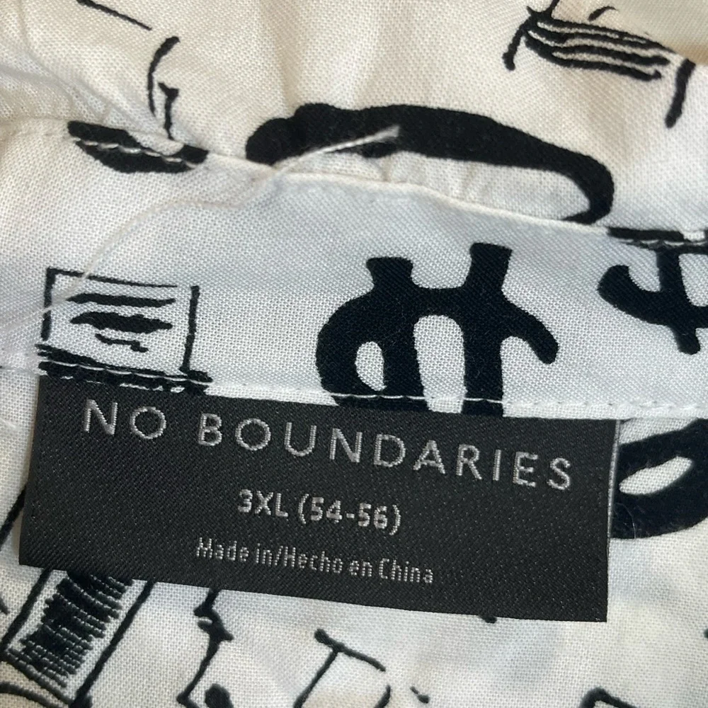 No Boundaries White/Black Graffiti Street Art Button Shirt Men’s 3XL (54-56) - Picture 3 of 6